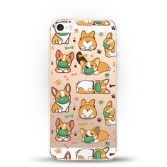 Силиконовый чехол Корги в масках на Apple iPhone 5/iPhone 5S/iPhone SE Andy & Paul