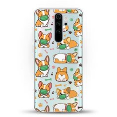 Силиконовый чехол Корги в масках на Xiaomi Redmi Note 8 Pro Andy & Paul