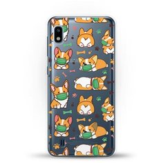 Силиконовый чехол Корги в масках на Samsung Galaxy A10 Andy & Paul