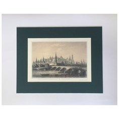 Паспарту. Вид на Московский Кремль и Всехсвятский мост. Moscow. The Kremlin. С гравюры английского художника XIX в.