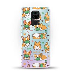 Силиконовый чехол Корги в масках на Xiaomi Redmi Note 9 Andy & Paul