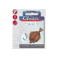 Крючок одноподдёвный с поводком Gamakatsu "BKD-5013F Flatfish", №4, 60 см / 035 (10 штук)