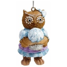 Елочная игрушка Magic Time Сова со стеклянным шаром (77782), коричневый/голубой/белый
