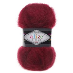 Пряжа Alize "Mohair classic new", 200 метров, 5 мотков по 100 грамм, цвет: 57 бордовый