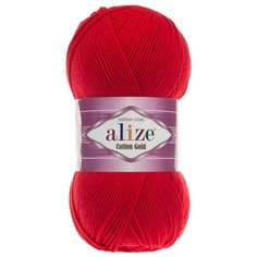 Пряжа Alize "Cotton Gold", 330 метров, 5 мотков по 100 грамм, цвет: 56 красный