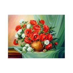 Набор для вышивания крестиком "Букет с красными маками", 40x50 см Рыжий кот
