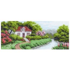 Набор для вышивки крестом "Рисунок на канве. Домик в саду", 24x47 см, арт. 1208 Матрёнин Посад