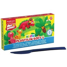 Пластилин мягкий Artberry "Neon", 6 цветов, 120 грамм, со стеком Erich Krause