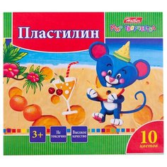 Пластилин "Ушастики", 10 цветов, 200 грамм Hatber