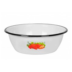 Миска эмалированная "Клубника садовая", серо-голубая, 3,5 л СтальЭмаль