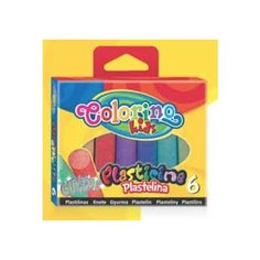 Пластилин с глиттером, 6 цветов Colorino