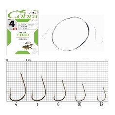 Крючки с поводком Cobra "Feeder", 70 см, 0,14 мм, размер 10 (10 штук)