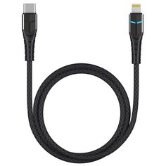 Дата-кабель Deppa LED USB-С - Lightning, LED индикация, PD, 1.2м, алюминий, черный