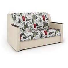 Диван аккордеон Аккорд Д 120 велюр Париж и экокожа беж Шарм Дизайн