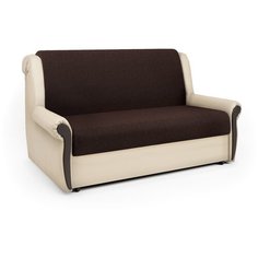 Диван аккордеон Аккорд М 140 рогожка шоколад и экокожа беж Шарм Дизайн