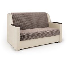 Диван аккордеон Аккорд Д 140 Корфу коричневый и экокожа беж Шарм Дизайн
