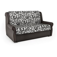 Диван аккордеон Аккорд М 100 экокожа шоколад и узоры Шарм Дизайн