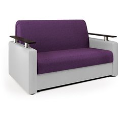 Диван аккордеон Шарм 140 фиолетовая рогожка и экокожа белая