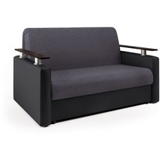 Диван аккордеон Шарм 140 серая рогожка и черная экокожа