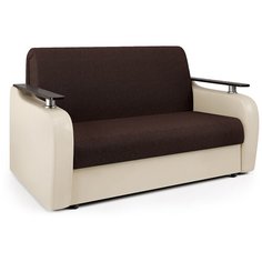Диван аккордеон Гранд Д 140 рогожка шоколад и экокожа беж Шарм Дизайн