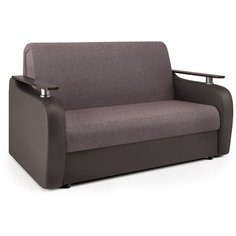 Диван аккордеон Гранд Д 140 рогожка латте и экокожа шоколад Шарм Дизайн