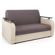 Диван аккордеон Гранд Д 140 рогожка латте и экокожа беж Шарм Дизайн