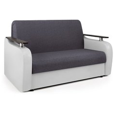 Диван аккордеон Гранд Д 100 серая рогожка и экокожа белая Шарм Дизайн