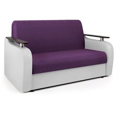 Диван аккордеон Гранд Д 120 фиолетовая рогожка и экокожа белая Шарм Дизайн