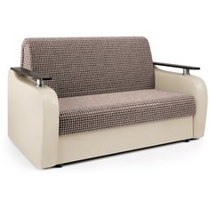 Диван аккордеон Гранд Д 120 Корфу коричневый и экокожа беж Шарм Дизайн
