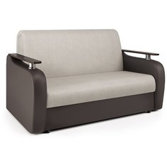 Диван аккордеон Гранд Д 100 экокожа шоколад и шенилл беж Шарм Дизайн