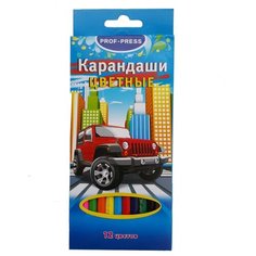 Карандаши цветные "Машина", 12 цветов Проф Пресс