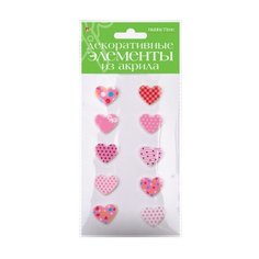 Набор декоративных элементов из акрила "Сердечки розовые №10" Альт