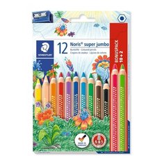 Карандаши цветные "Noris Club Super Jumbo 129", 12 цветов + точилка Staedtler