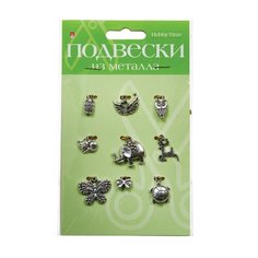 Подвески из металла "Животные-1", набор №16, серебро Альт