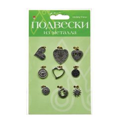 Подвески из металла "Солнышки, сердечки", серебро Альт