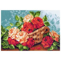 Набор для вышивки крестом "Рисунок на канве. Розы в корзине" Матрёнин Посад
