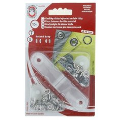 Кнопки "KOH-I-NOOR" 16 (1213-030 №2) рубашечные "Baby" металл цветные d 9.7 мм 15 шт. 956 серый