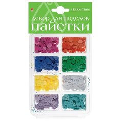 Декор для поделок "Пайетки цветные №25", 6 мм, 8 цветов Альт