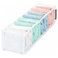 Органайзер прозрачный 40х10х10 см, 8 ячеек, Белый