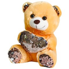Мягкая игрушка "Медведь с сердцем" пайетки розовый-серебро 4471229 Сима ленд