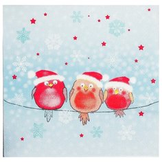 Салфетки бумажные "Новогодние птички" 33х33 см, набор 20 шт 4309452 Страна Карнавалия