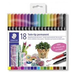 Фломастеры перманентные "Twin-tip", 18 цветов Staedtler