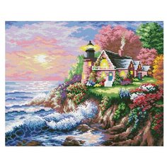 Мозаичная картина на подрамнике "Шумный берег" Белоснежка