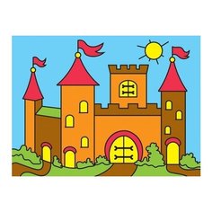 Алмазная мозаика "Большая крепость", 10х15 см (с полным заполнением, с подрамником) Рыжий кот