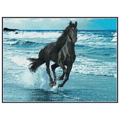 Алмазная вышивка (мозаика) "Черный конь", 75x55 см Art Xobby