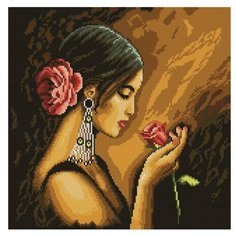 Мозаичная картина на подрамнике "Испанская красавица", квадратные камни Белоснежка