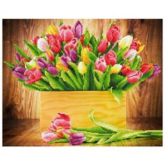 Кристальная мозаика (алмазная вышивка) Фрея "Тюльпаны", 50x40 см, арт. ALV-80