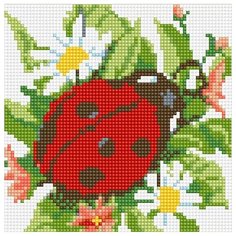 Мозаичная картина на подрамнике "Божья коровка" (квадратные камни) Белоснежка