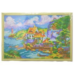 Алмазная мозаика "Серпантин у моря", 22x32 см (с подрамником, с полным заполнением) Рыжий кот