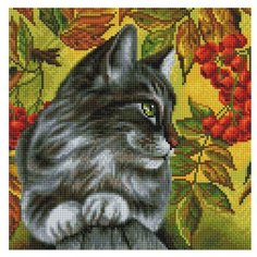 Мозаичная картина "Отдых в ветках рябины", 30x30 см Белоснежка